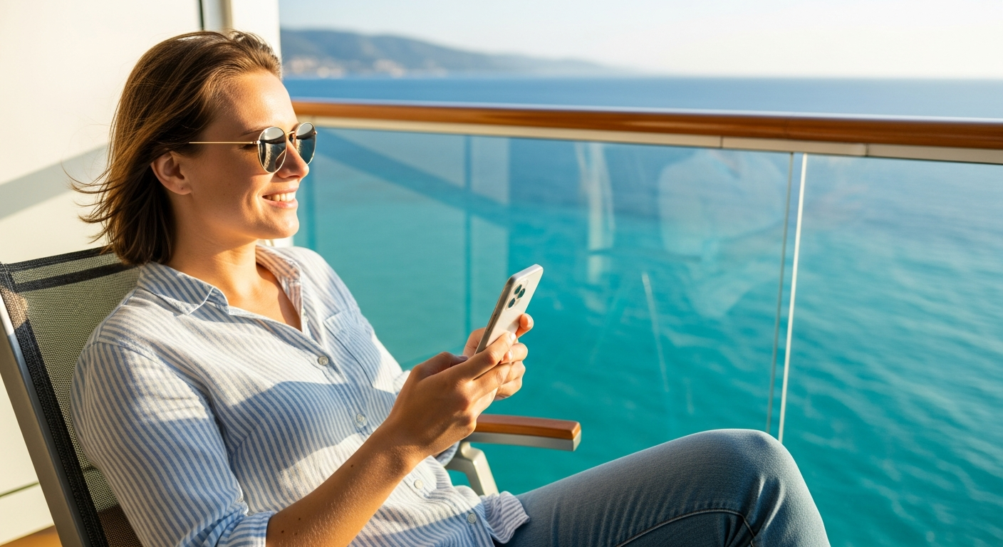 Person on cruise balcony